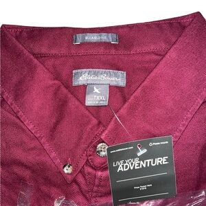 Eddie Bauer Dark Berry Burgundy Button-Up Shirt Size TXXL